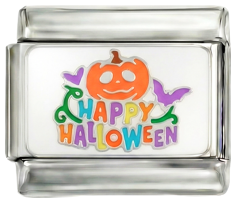 Happy Halloween with Pumpkin on Silver