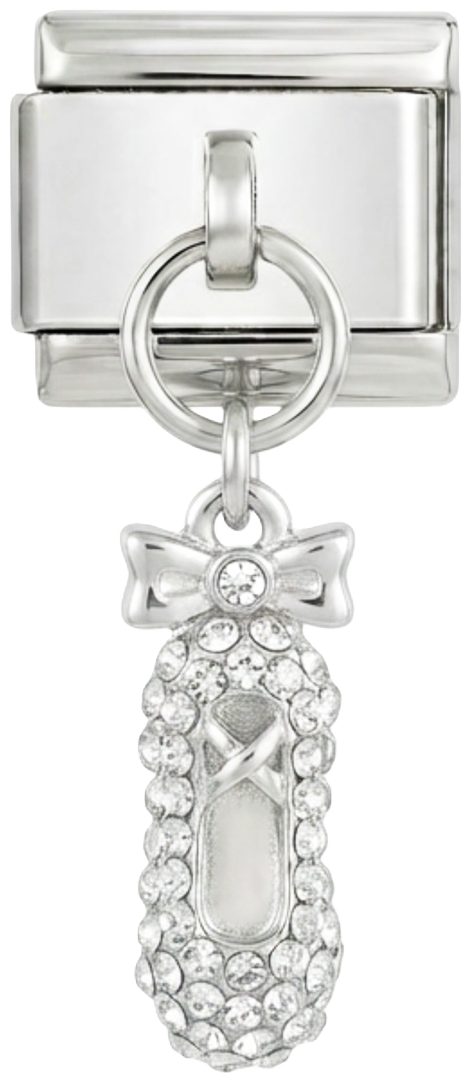 Ballerina Shoe with Stones and Bow on Silver - ballerina-shoe-with-stones-and-bow-on-silver.png