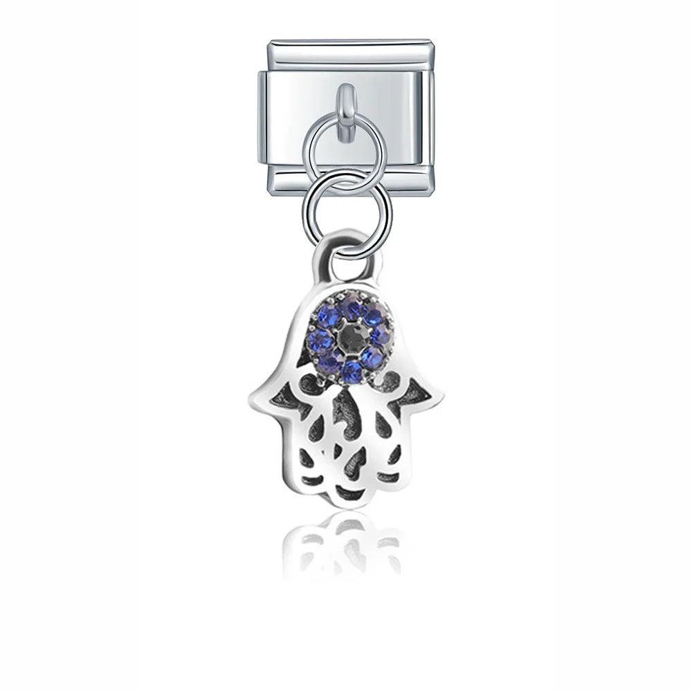 Fatma's Hand with Blue Stones, on Silver - Charms Official