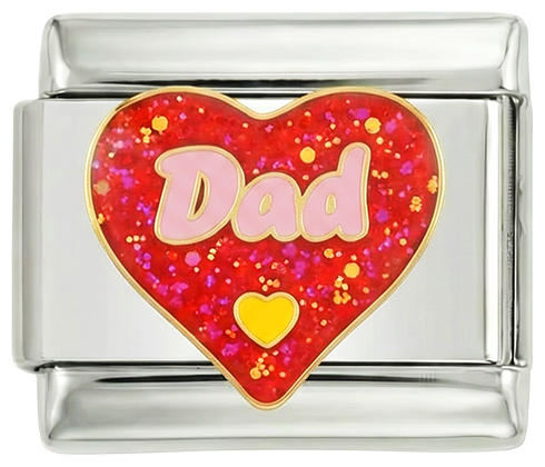 Glittery Red Heart, Dad, on Silver - glittery-red-heart-dad-on-silver.png