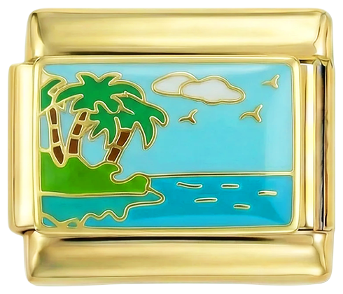 Island with Palm Trees by Sea on Gold - island-with-palm-trees-by-sea-on-gold.png