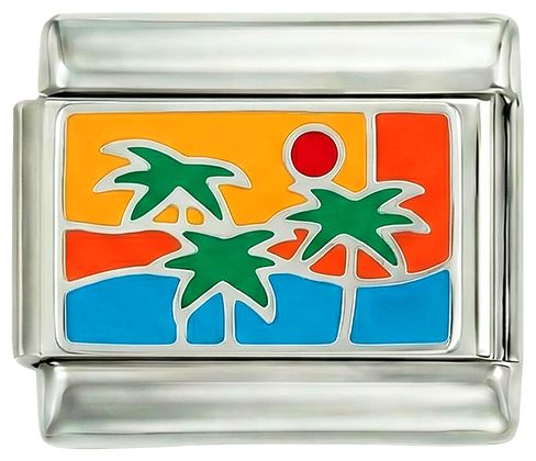 Island with Palm Trees by Sea on Silver - island-with-palm-trees-by-sea-on-silver.png