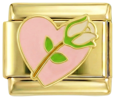 Pink Heart with White Rose on Gold - pink-heart-with-white-rose-on-gold.png