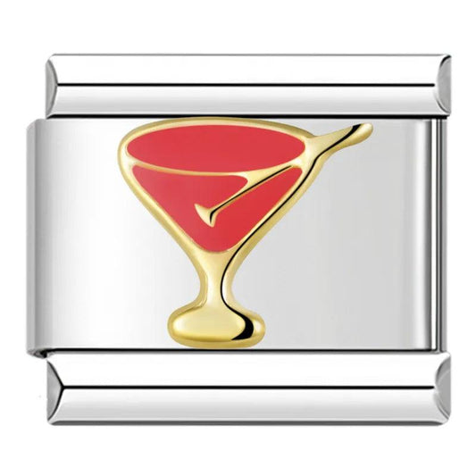 Red Cocktail in its Gold Glass - Charms Official