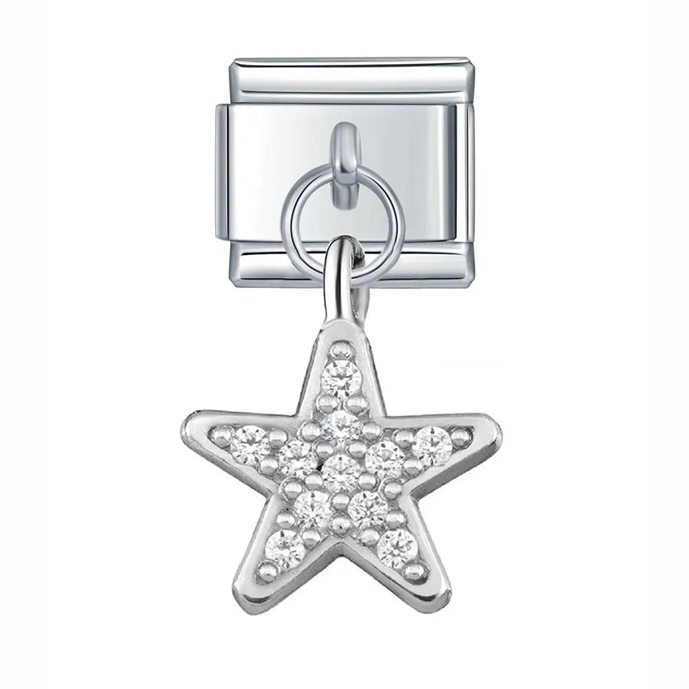 Silver Star, White Stones, on Silver