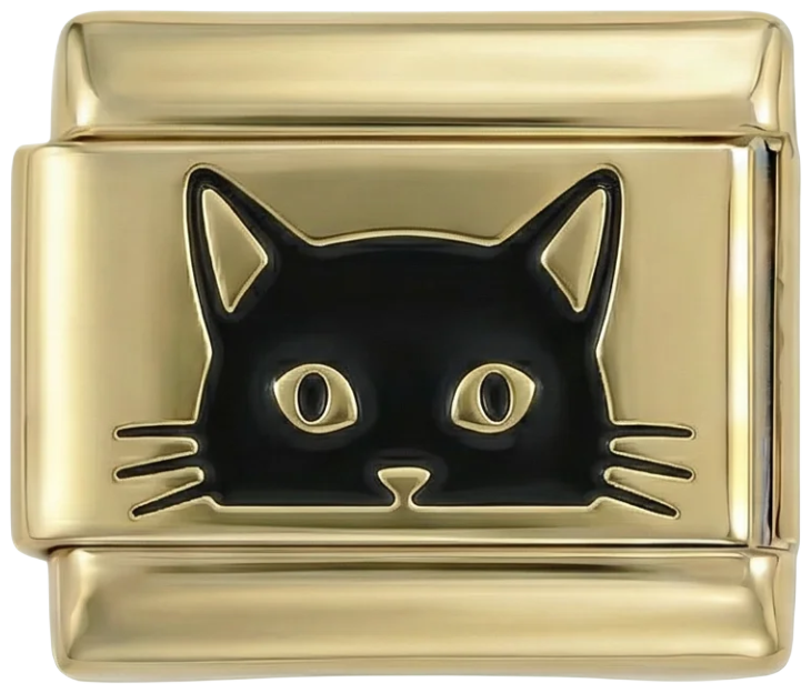Black Cat's Face on Gold