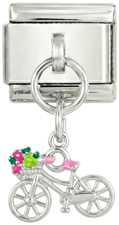 Bicycle Flowers Hanging Silver