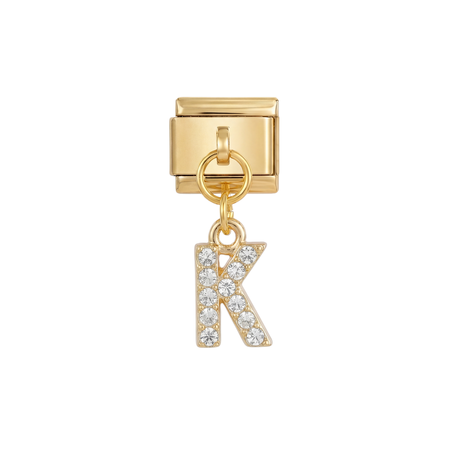 Letter K with stones, Hanging, on Gold