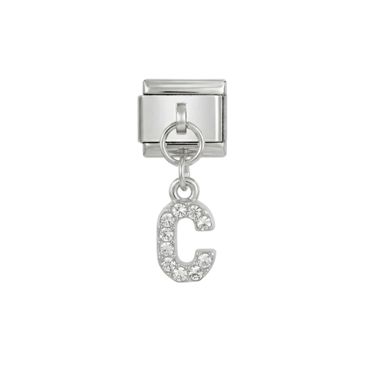 Letter C with sotnes, Hanging, on Silver