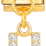 Letter H with stones, Hanging, on Gold - Letter-H-with-stones-hanging-on-gold.png