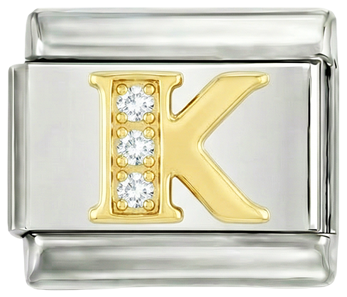 Letter K in Gold with Stones, on Silver - Letter-K-in-Gold-with-Stones-on-Silver.png