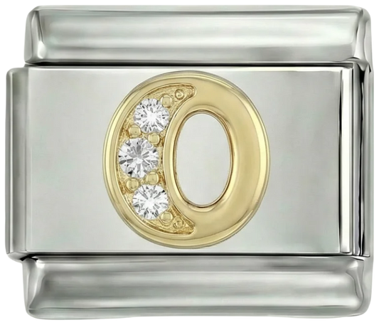 Letter O in Gold with Stones, on Silver - Letter-O-in-gold-with-stones-on-silver.png