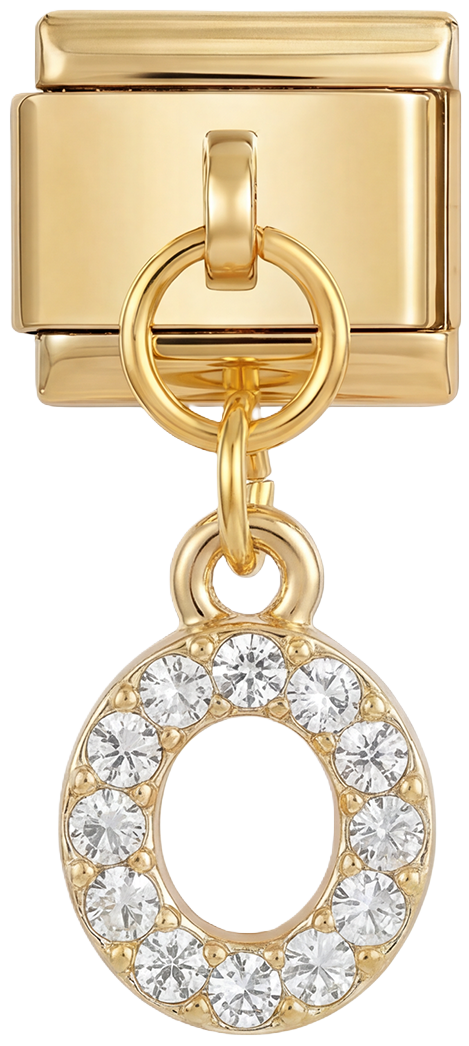 Letter O with stones, Hanging, on Gold - Letter-O-with-stones-hanging-on-gold.png
