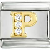 Letter P in Gold with Stones, on Silver - Letter-P-in-gold-with-stones-on-silver.png