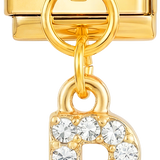 Letter P with stones, Hanging, on Gold - Letter-P-with-stones-hanging-on-gold.png