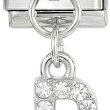 Letter P with stones, Hanging, on Silver - Letter-P-with-stones-hanging-on-silver.png