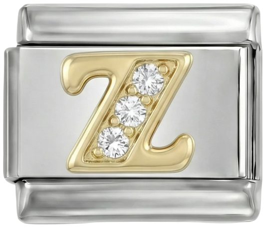 Letter Z in Gold with Stones, on Silver - Letter-Z-in-gold-with-stones-on-silver.png