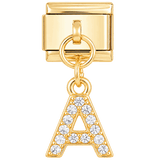 Lettre A avec pierres, pendante, sur or