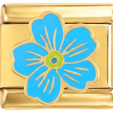 Fleur bleu clair sur fond doré