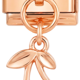 POR AGREGAR - Par de pendientes colgantes con diseño de cerezas y piedras en oro rosa