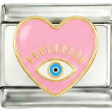 Pink Heart with Eye on Silver