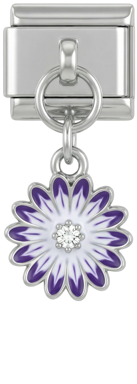 Purple Daisy with Stone, on Silver - Purple-Daisy-with-Stone-on-Silver.png