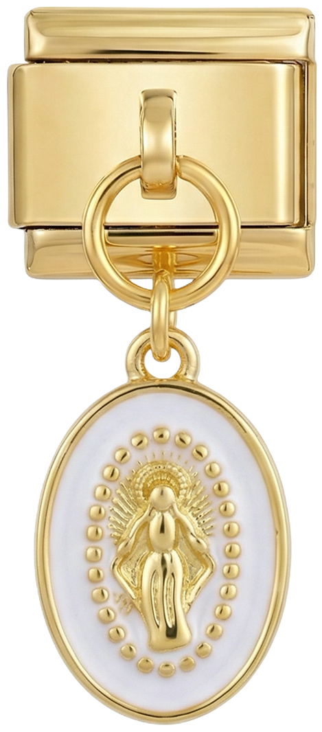 White Religious Medal Pendant on Gold - White-Religious-Medal-Pendant-on-Gold.png
