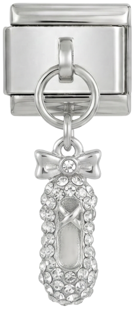 Ballerina Shoe with Stones and Bow on Silver - ballerina-shoe-with-stones-and-bow-on-silver.png