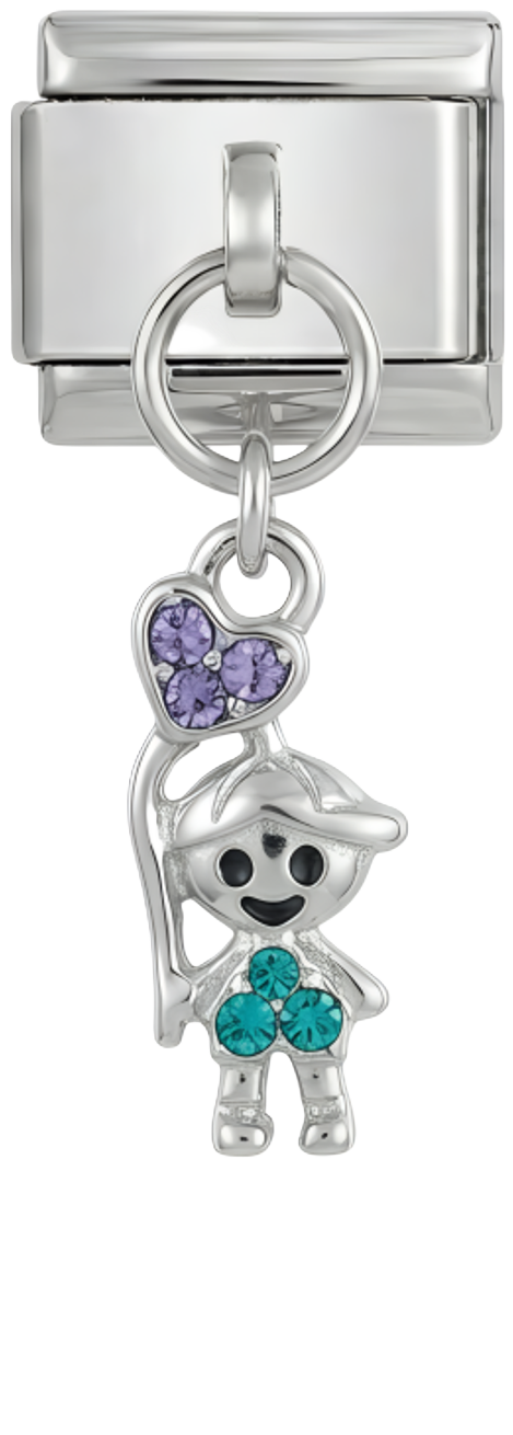 Little Boy and his Heart Balloon with Stones, on Silver - child-and-his-heart-balloon-with-stones-on-silver.png