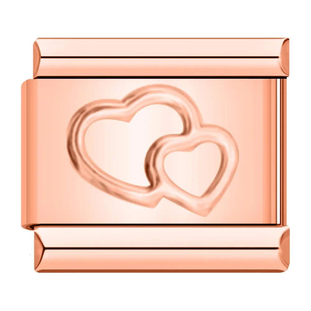 Double Hearts, on Rose Gold - Charms Official