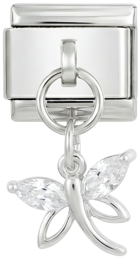 يعسوب مع كريستالات على فضة