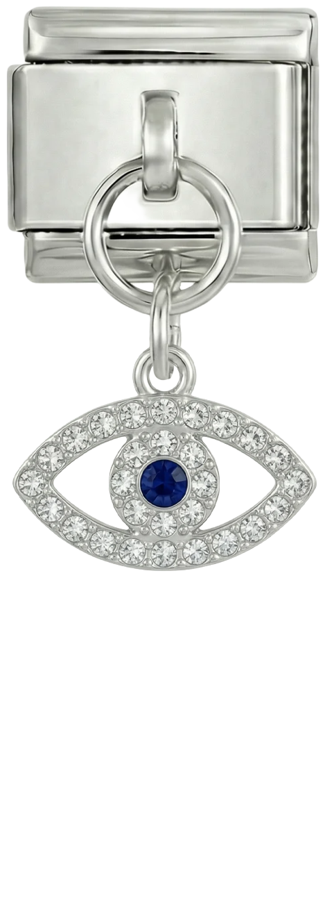 Eye with Blue and White Stones, on Silver - eye-with-blue-and-white-stones-on-silver.png