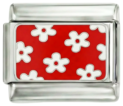 Flowers on Red Plate on Silver - flowers-on-red-plate-on-silver.png
