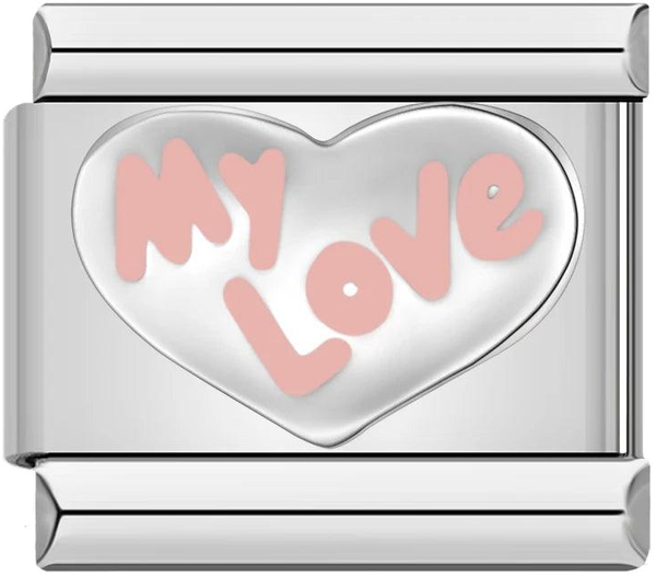 قلب فضي، وعبارة My Love باللون الوردي