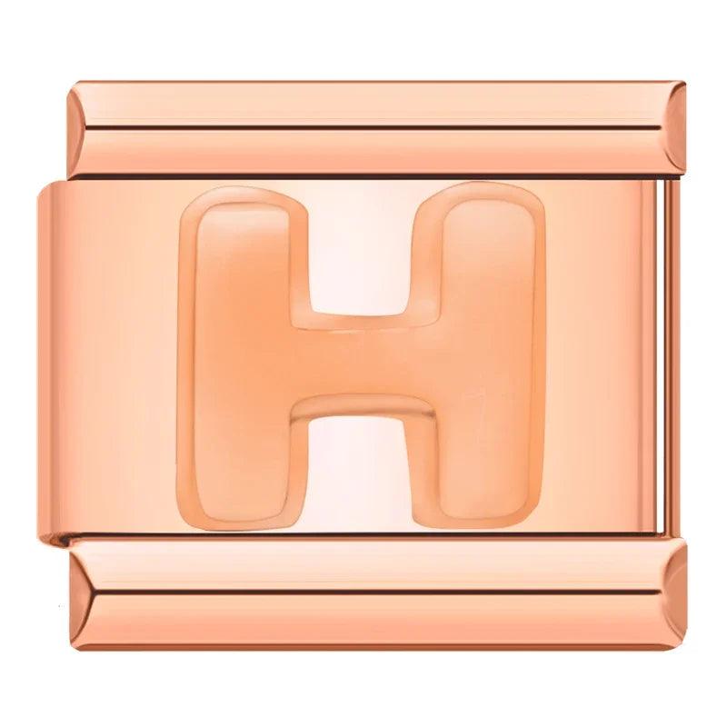 Letter H in Rose Gold, on Rose Gold - Charms Official