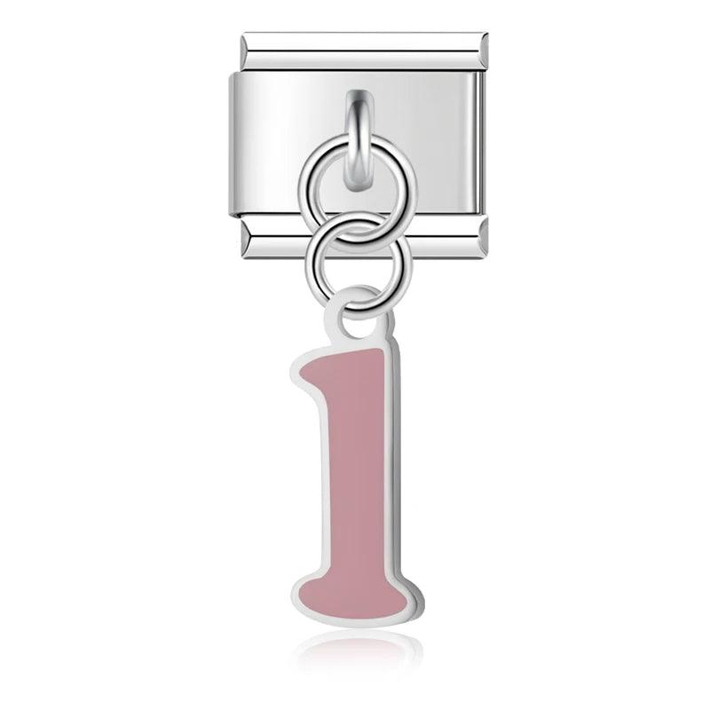 Letter L in Pink, on Silver - Charms Official