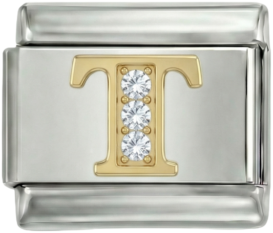 Letter T in Gold with Stones, on Silver - letter-t-in-gold-with-stones-on-silver.png