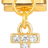 Noch hinzuzufügen - Buchstabe T mit Steinen, Anhänger aus Gold