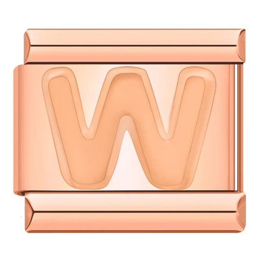 Letter W in Rose Gold, on Rose Gold - Charms Official