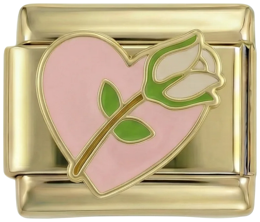 Pink Heart with White Rose on Gold - pink-heart-with-white-rose-on-gold.png