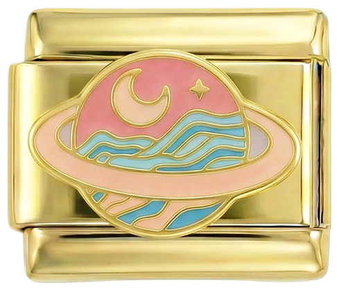 Pink Saturn with Moon on Gold - pink-saturn-with-moon-on-gold.png