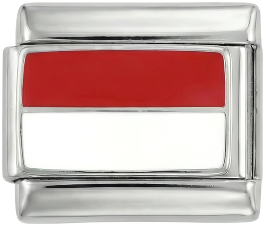 Poland Flag, on Silver