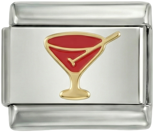 Red Cocktail in its Gold Glass
