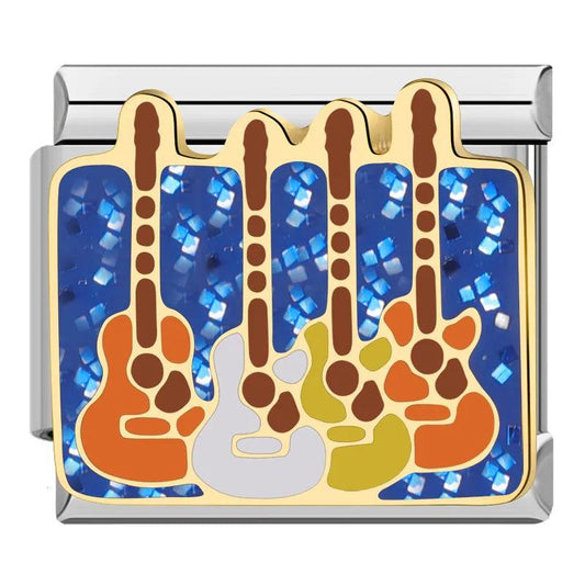 Several Guitars, on Silver - Charms Official
