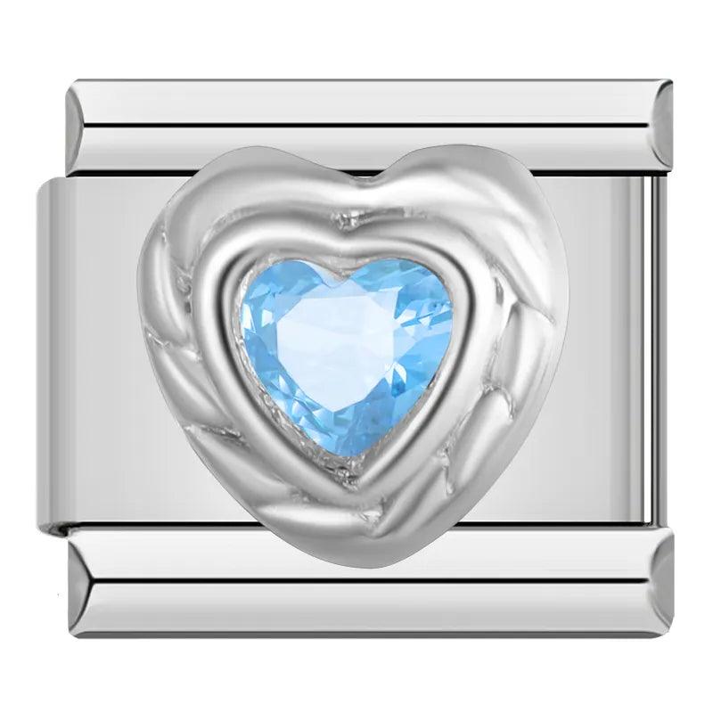 Silver Heart with Large Turquoise Stone, on Silver - Charms Official
